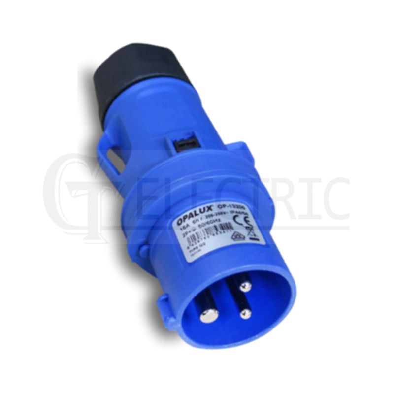 ENCHUFE INDUSTRIAL 16A 2P + T 200-250V AZUL IP54 OPALUX
